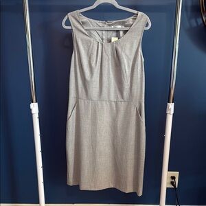 Ann Taylor Gray Sheath Midi Dress Scoop Neck Sleeveless